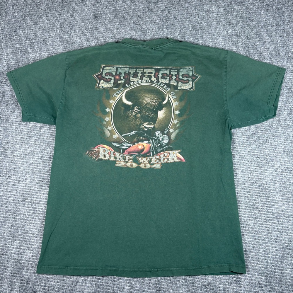 Vintage Sturgis Bike Week 2004 Graphic T Shirt Green L